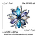 Blue Mixed Crystal Flower Brooch with Layered Pointed Petals view 5