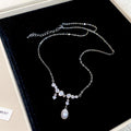 Crystal Flower and Pearl Drop Necklaces in Two Tones view 7