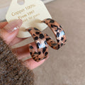 Brown Leopard Wide Hoop Earrings in Dark and Light Patterns view 7
