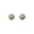 Gold Pavé Champagne Crushed Crystal Square Stud Earrings view 5