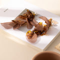 Tortoiseshell Look Fabric Petal and Pearl Look Long Stud Earrings view 2