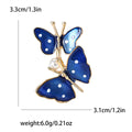 Two Butterfly Enamel Brooch With Pearl Link in Blue or Red view 6