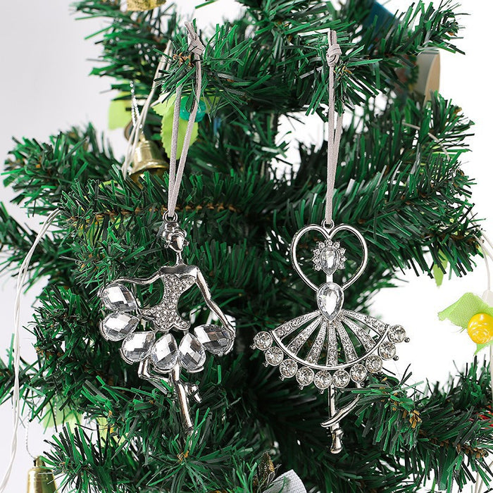 Rhinestone Ballerina Metal Hanging Ornament Two Styles