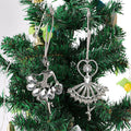 Silver Rhinestone Ballerina Girl Metal Hanging Ornaments view 1