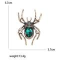 Antique Gold Spider Brooch Oval Crystal Green Red Grey view 5