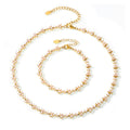 Shell Pearl Clover Link Necklace Bracelet Gold Steel Styles view 5