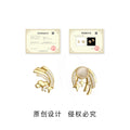 Gold-Tone Meteor Cloud Cat Eye CZ Stud and Clip Earrings view 3