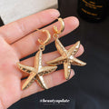 Textured Starfish Drop Earrings in Polished Statement Design view 1