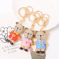 Rhinestone Bear Keychain Enamel Shirt Gold Clasp Three Colors view 1