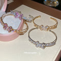 Butterfly Crystal Open Bangles Silver Gold Four Colors view 4