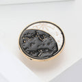 Black Celestial Round Brooch Pin with Gold Tone Rim view 3