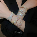 Rhinestone Cross Open Cuff Bracelet Multi Layer 7 Styles view 2