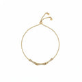 Gold Bamboo Crystal Bar Adjustable Slider Bracelet view 5