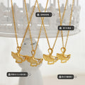 Gold Ginkgo Leaf Pendant Necklace With Zircon Accent view 2