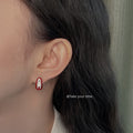 Red Enamel Mini Shoe Stud Earrings Silver Bow Accent view 2