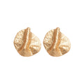 Irregular Folded Disc Stud Earrings in Gold and Silver Tones view 5