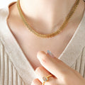 Multi-Row Woven Mesh Chain Necklace In Gold Or Steel view 1