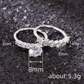 Silver Tone Round Crystal Floral Three Band Ring Set view 4