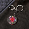 Silver Tone Irregular Round Pressed Flower Resin Keychains view 7