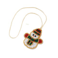 Beaded Snowman Charm Pendant with Pearl Accents and Cream Cord view 5