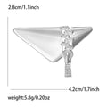 Triangle Zipper Motif Brooch Clear Stones Metal Finish view 6