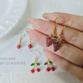 Enamel Mini Raspberry and Cherry Drop Earrings 3 Styles view 2
