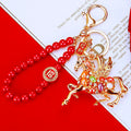 Red Bead Strand Horse Keychains in Four Distinct Motif Options view 7