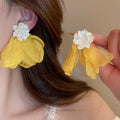 Yellow Floral Statement Earrings in Twenty One Designs view 9