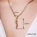 Chili Horn Pendant Necklace Flat Link Chain Metal Alloy view 4