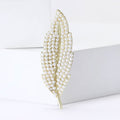 Pearl Leaf Brooch Gold Silver Tone Alloy Feather Pin view 4