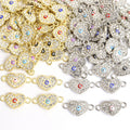 Rhinestone Heart Evil Eye Two Loop Connectors in 12 Styles view 5