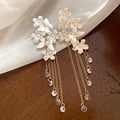Floral Crystal Chain Tassel Drop Earrings Statement Jewelry Design view 6