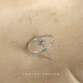 Silver Open Adjustable Rose Stem Crossing Band Ring view 2