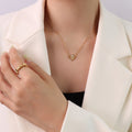 Gold Bee Pendant Necklace With Cat Eye Stone Cable Chain view 4