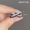 Black and White Cubic Zirconia Interwoven Band Ring in Silver-Tone Brass view 4