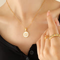 Gold White Shell Zodiac Disc Pendant Necklaces 12 Signs view 8