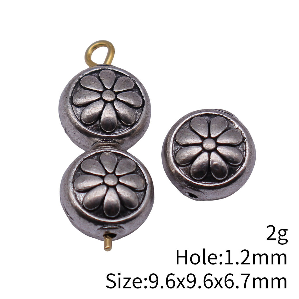 9.6x9.6x6.7mm 2g Multicolor Zinc Alloy Flower Pattern Spacer Double Sided Beads for Bracelet Necklace DIY Jewelry Making