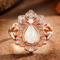 Iridescent Teardrop Floral Ring in Antiqued Copper Tone view 2