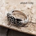 Antique Silver Three Rose Floral Branch Band Ring Metal view 4