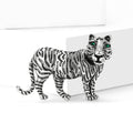 Standing Metal Tiger Brooch Gold Silver Stripe Crystal Eyes view 3