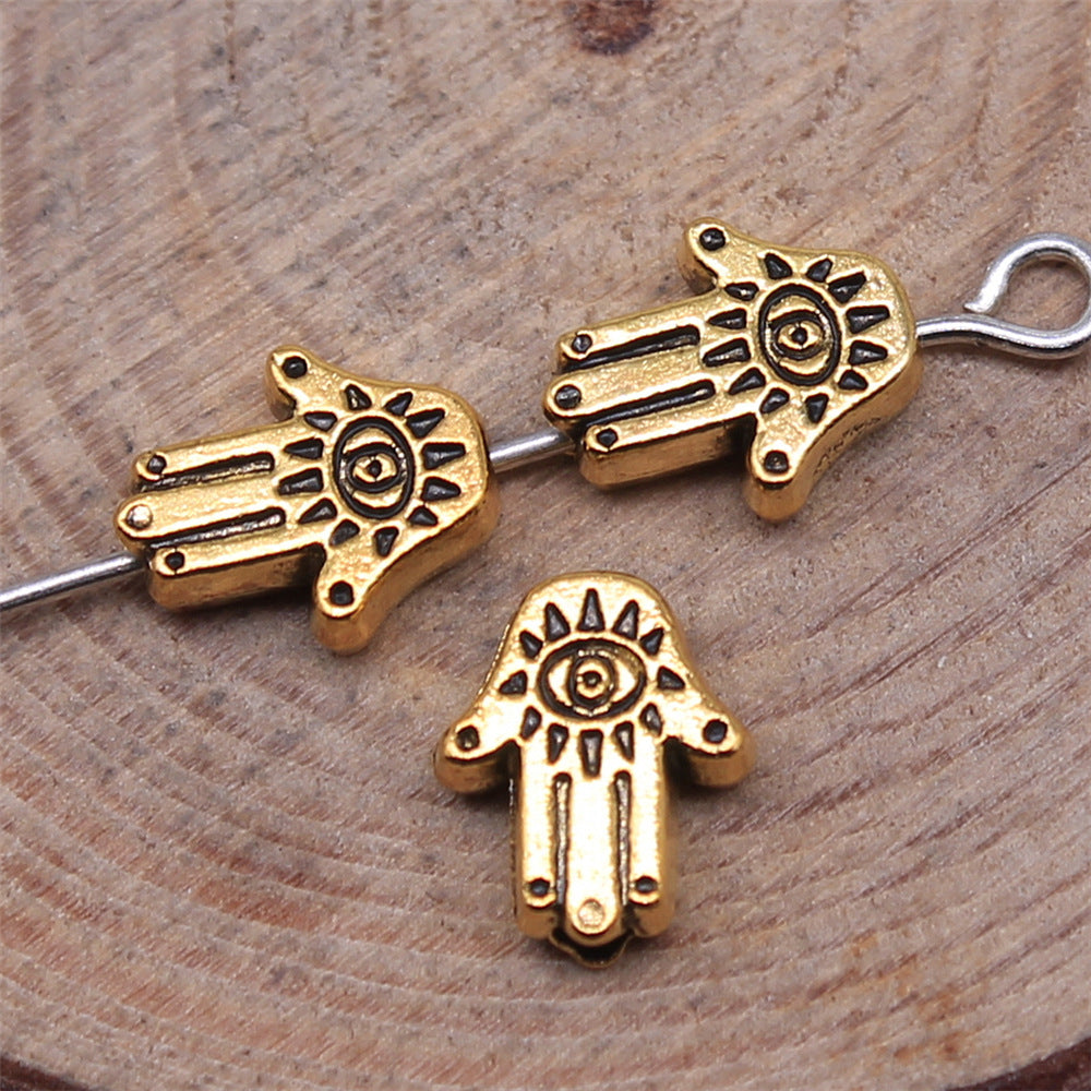 9x7mm 0.5g Antique Gold Zinc Alloy Palm Hand Spacer Beads for Bracelet DIY Jewelry Making