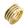 Gold Polished Multi Band Clear Cubic Zirconia Stacked Ring view 2