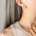 Smooth Dome C Shape Huggie Earrings Copper Gold Steel view 3