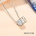 Silver Round Four Prong CZ Solitaire Pendant Necklace view 4
