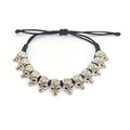 Silver Tone Skull Beads Black Adjustable Cord Bracelet view 6