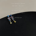 Gold Pink Zircon Butterfly Drop Earrings Teardrop Dangle Pair view 4
