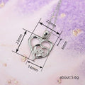Silver Tone Double Heart Paw Pendant Necklace Clear Stones view 4