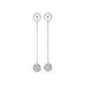 Pearl Stud And Crystal Ball Long Chain Dangle Earrings view 5