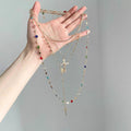 Layered Cross Necklace with Colorful Beads in Two Styles view 2