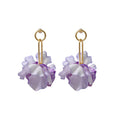 Fabric Flower Drop Earrings in Coral Purple and Blue Colorways view 5